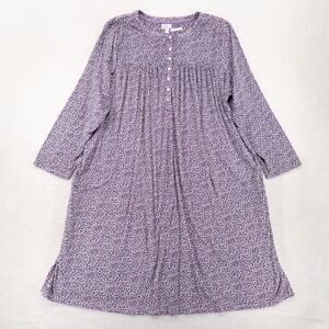 Aria Collection Womens Nightgown 4X Purple Floral Long Sleeve Velour Lounge